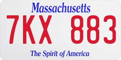 MA license plate 7KX883