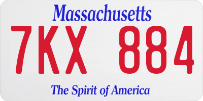 MA license plate 7KX884