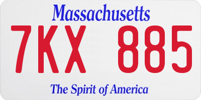 MA license plate 7KX885
