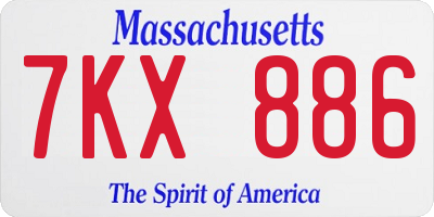 MA license plate 7KX886