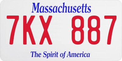 MA license plate 7KX887
