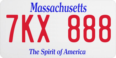 MA license plate 7KX888