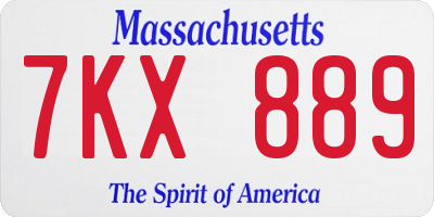 MA license plate 7KX889