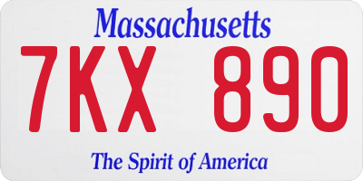 MA license plate 7KX890