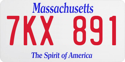 MA license plate 7KX891