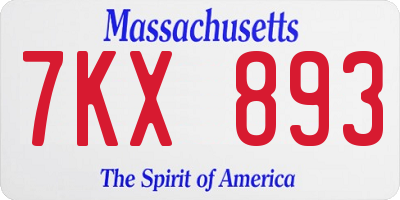 MA license plate 7KX893