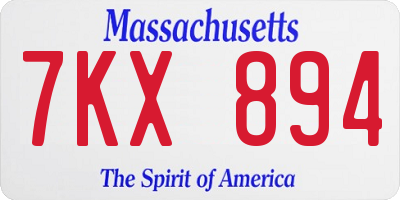 MA license plate 7KX894