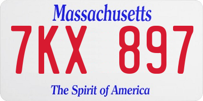 MA license plate 7KX897