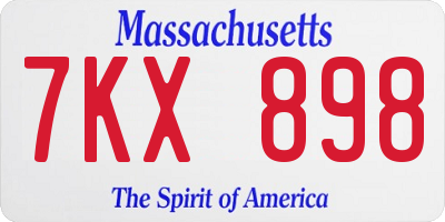 MA license plate 7KX898