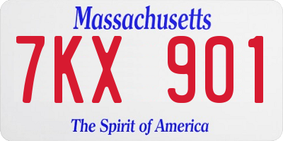 MA license plate 7KX901