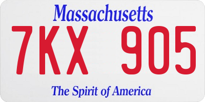 MA license plate 7KX905