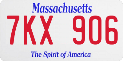 MA license plate 7KX906