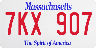 MA license plate 7KX907