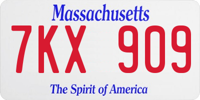 MA license plate 7KX909
