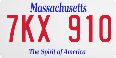 MA license plate 7KX910