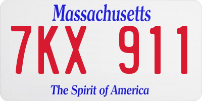 MA license plate 7KX911