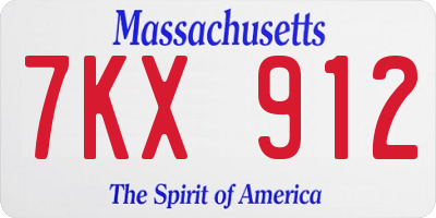 MA license plate 7KX912
