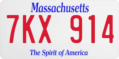 MA license plate 7KX914