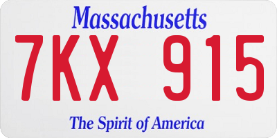 MA license plate 7KX915