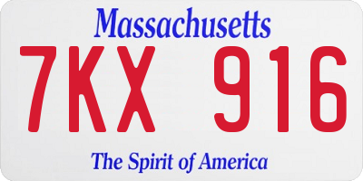 MA license plate 7KX916