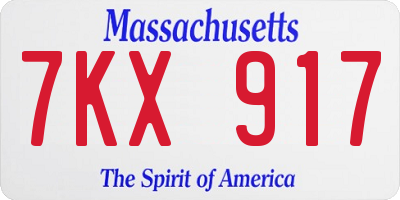 MA license plate 7KX917