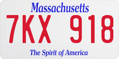 MA license plate 7KX918