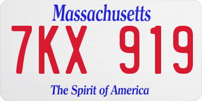 MA license plate 7KX919