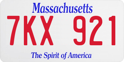 MA license plate 7KX921