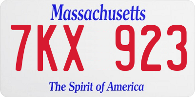 MA license plate 7KX923