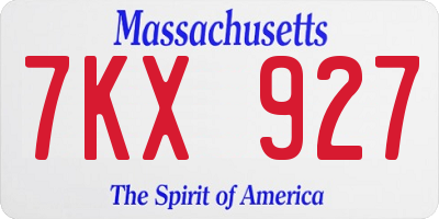 MA license plate 7KX927