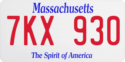MA license plate 7KX930