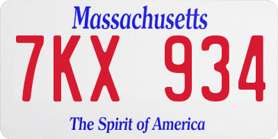 MA license plate 7KX934