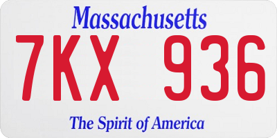 MA license plate 7KX936