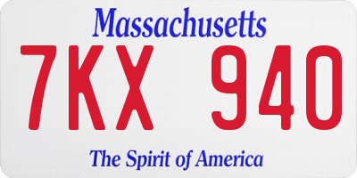 MA license plate 7KX940