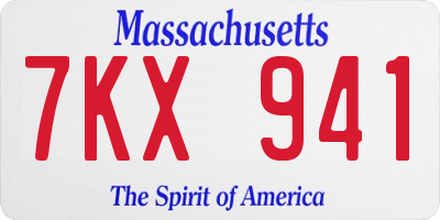 MA license plate 7KX941