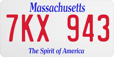 MA license plate 7KX943