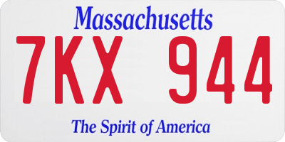 MA license plate 7KX944