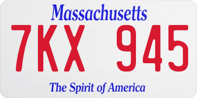 MA license plate 7KX945
