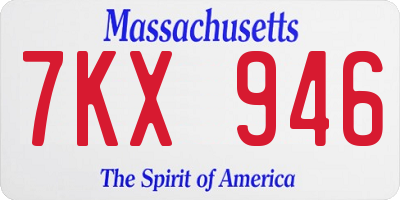 MA license plate 7KX946