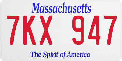MA license plate 7KX947