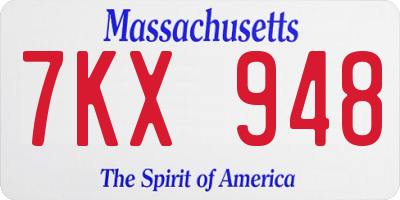 MA license plate 7KX948
