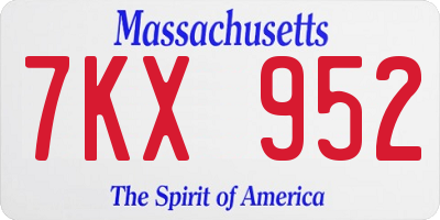 MA license plate 7KX952