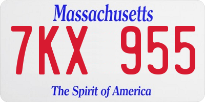 MA license plate 7KX955
