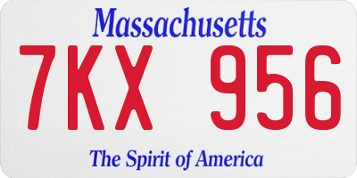 MA license plate 7KX956