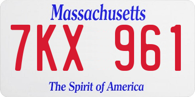 MA license plate 7KX961