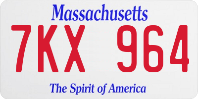 MA license plate 7KX964