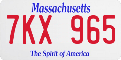 MA license plate 7KX965