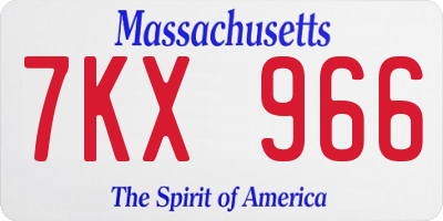 MA license plate 7KX966