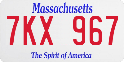 MA license plate 7KX967