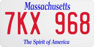MA license plate 7KX968